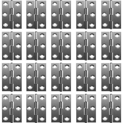 Lot de 20 charnières pliables à 180 degrés - En acier inoxydable - 20 mm - Avec 6 trous de montage - Charnières robustes (1/4)