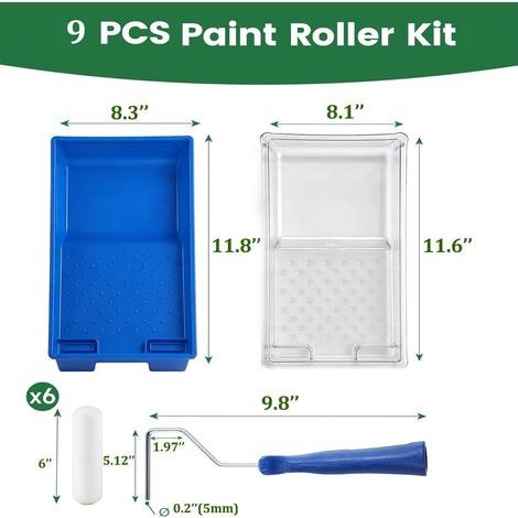 Kit Rouleau Peinture Mousse 15cm - 6 Pièces avec Bac Anti-Gouttes pour Renovation Intérieure (1/4)