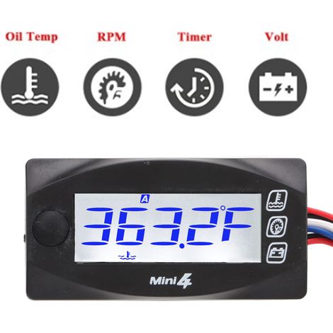 Ultradünner, universeller 4-in-1-Motorradindikator (12 V DC), Anzeige von Uhrzeit, Spannung, Geschwindigkeit und Wassertemperatur (blaues Licht), 22 mm (1/5)