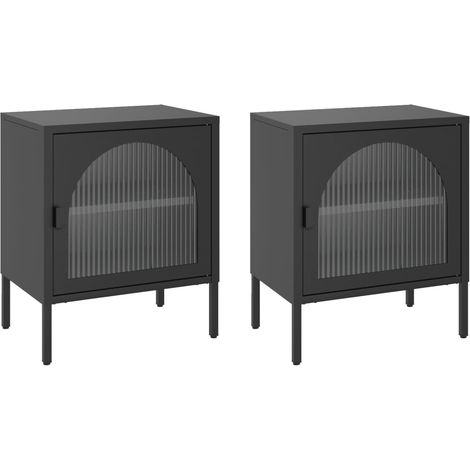 Maison Exclusive - Nachttische 2 Stk. Schwarz 50x35x60 cm Glas un