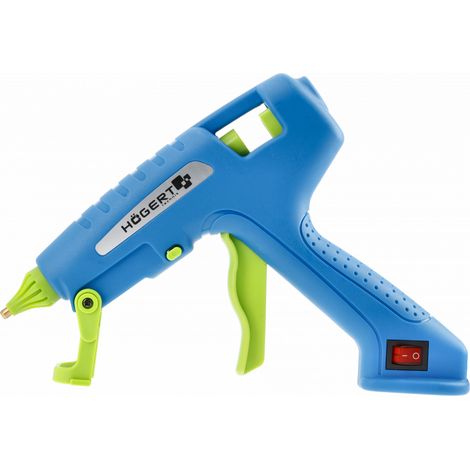 HÖGERT HT2C107 - Pistola de pegamento termofusible (159 x 190 mm), color azul y verde