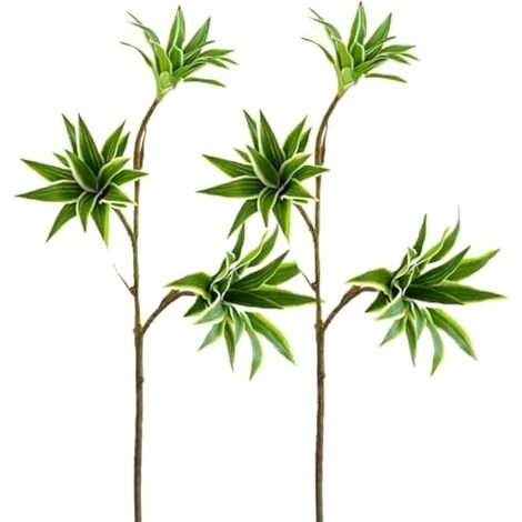 Lot de 2 feuilles de lys artificielles de 81,3 cm de long avec 3 têtes de plantes vertes pour vase, bouquets, maison, bureau, décoration de mariage. (1/5)