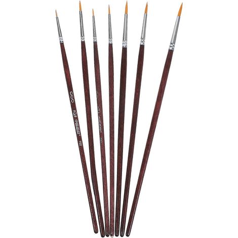 Pinceaux fins en nylon et en bois, adaptés aux amateurs de création artistique détaillée, lot de 7. (1/5)