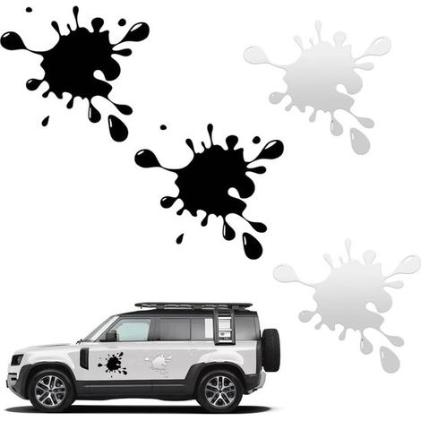 Pegatinas para coches, Pegatinas aptas para manchas de pintura, Pegatinas exteriores universales aptas para coches, Blanco y negro, 4 piezas (1/5)