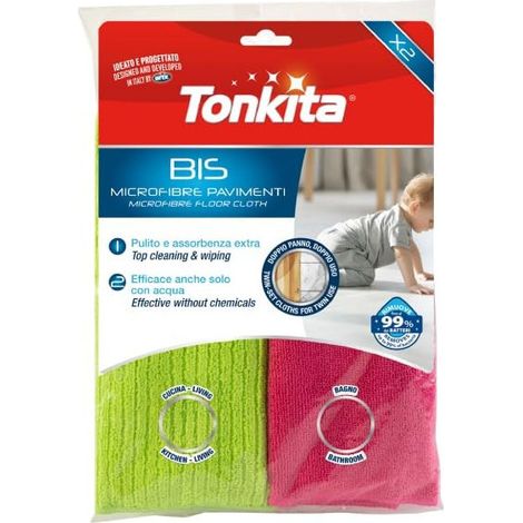 Tonkita Set de Paños para Suelos de Microfibra 40x50 cm - 2 Piezas