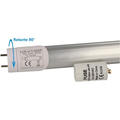 Tubo Led T8 G13 60cm 9W Bianco Freddo Testa Rotante Alimentazione da Un Lato SKU-652 (1/3)
