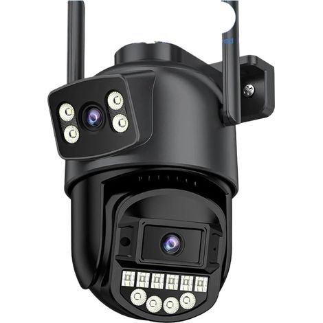 Caméra IP extérieure 8 MP avec Wi-FI, Double Objectif, Double écran, Suivi Automatique et détection Humaine, Compatible 5G.(8MP NO SD Card) (1/5)