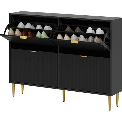 Elegant FourDrawer Shoe Cabinet Black (1/5)