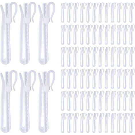 BUNTHAUS PA Confezione da 80 ganci per tende in plastica, ganci regolabili per pieghe, sistema a cricchetto per tende da finestra, porta e doccia (85 mm/3,35 pollici) (1/4)