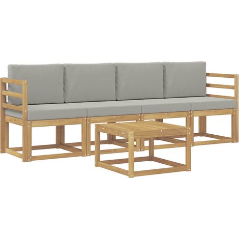 Set di divani da esterno 5 pz Bianco e Grigio Chiaro Poliestere vidaXL (1/5)