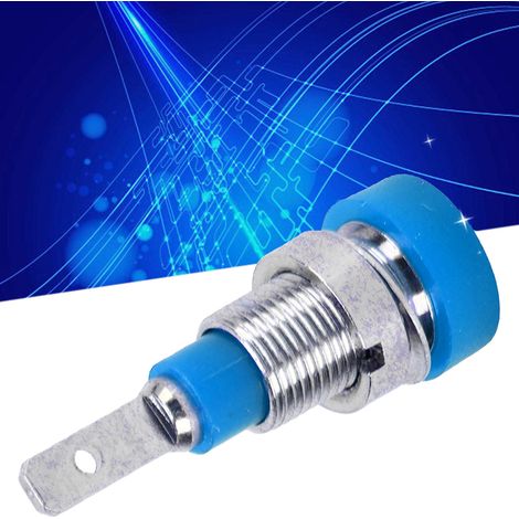 J.40004 Hochwertiger 2-mm-Bananenstecker aus Vollkupfer, 2-mm-Einbaustecker, 8-mm-Einbauöffnung, verkauft in 10er-Packungen, blau. (1/5)