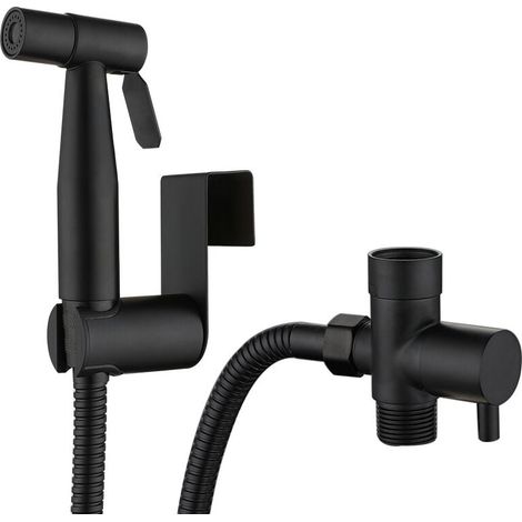 Douchette Toilette - Douchette WC Kit Complet Noir - Kit Douchette WC - Pomme de Douche Toilette avec Tuyau - noir (1/5)