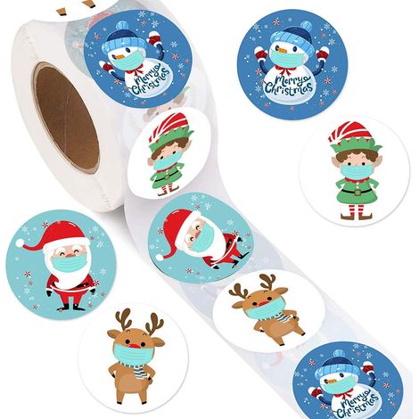 500 feuilles faites vos propres autocollants de Noël pour les enfants,jeux de fête de Noël masque facial papier toilette Stcikers bricolage artisanat Noël père Noël bonhomme de neige autocollant visag (1/5)
