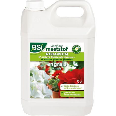 Engrais - Géranium - Minéral - Liquide - Pour Toutes Les Espèces - Avec Oligo-Eléments - Solubles Dans l'Eau - 5L, Translucide (1/3)