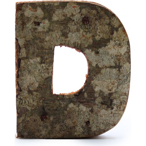 Lettre d'écorce rustique - "D" - 7 cm- Vendu par 1