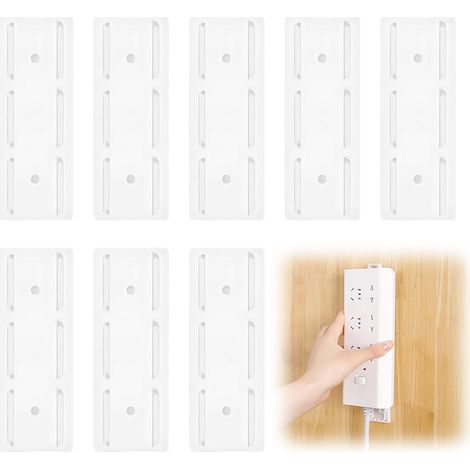 Ensemble de 8 Multiprise Support de Câbles, Prise Bureau Auto-adhésif, Support Mural sans Poinçon pour Bloc Multiprise, Dispositifs de Retenue de Douille, pour Salons, Cuisines, Bureaux, écoles (1/5)