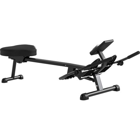 Rameur hydraulique réglable 12 résistances, écran LCD, entraînement cardio maison, capacité max. 130 kg, noir (1/5)