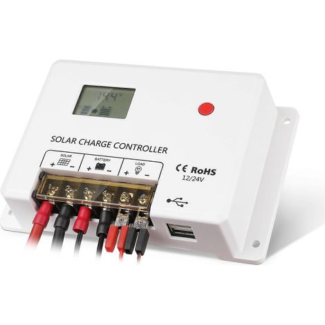 Contrôleur de chargeur solaire 30 A 20 A 10 A 12 V-24 V MPPT pour panneaux solaires et batteries PWM avec écran LCD - Contrôleur domestique PV - 10 A (1/5)