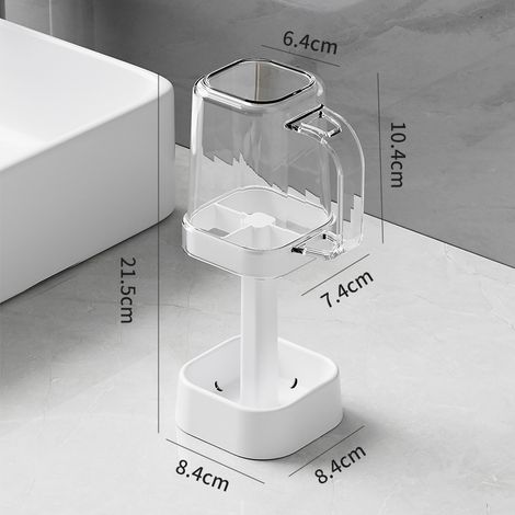 Support de brosse à dents en polypropylène pour salle de bain, dentifrice, porte-brosse à dents avec matériau PS pour rince-bouche, organisateur d'accessoires de salle de bain (blanc) (1/5)