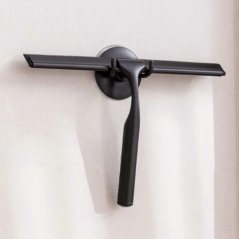 Escobilla limpiacristales de 25 cm, rascador de acero inoxidable para paredes de ducha con potente ventosa para limpiar baños, cocinas, espejos, coches, ventanas y mucho más. (1/2)