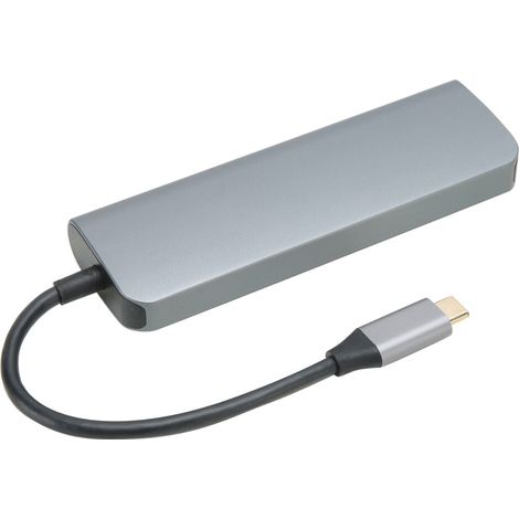 Hub USB-C 6 in 1 con porta display HDMI 4K e interfaccia host Thunderbolt 3, adattatore di rete multifunzionale che offre elevata sicurezza e durata.