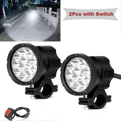 Phares auxiliaires pour moto, clignotant 12 puces 12-80 V, projecteurs additionnels avant à LED, lentilles de phares antibrouillard Faros Moto Farol