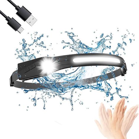 LED-Stirnlampe, USB-aufladbare Stirnlampe, leistungsstarke Stirnlampe mit 5 Modi und Sensormodus (1/5)