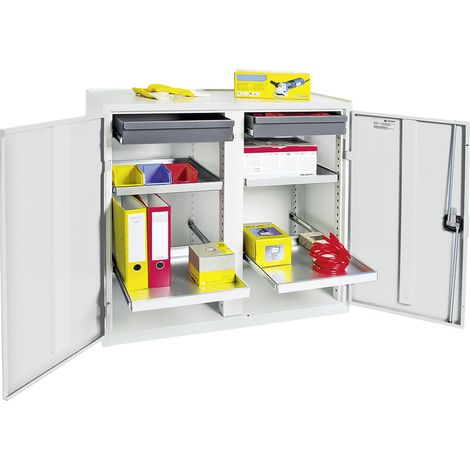 Stumpf Armoire à outils et matériaux Série 3000 gris clair + 2 tiroirs 100 mm + 4 étagères coulissantes - 3002207