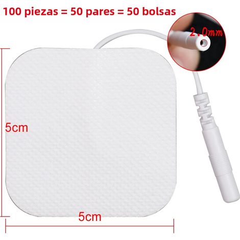 (5 x 5 cm, 100 pièces) Électrodes TENS, patchs d'électrodes EMS, électrodes TENS en silicone (1/5)