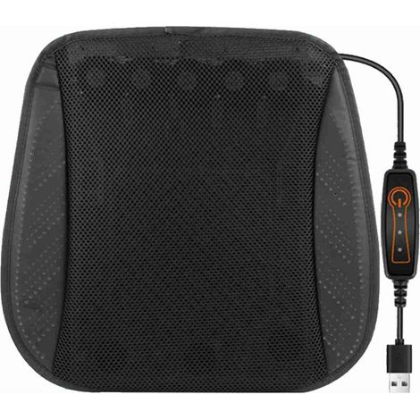 USB-belüftetes Kissen BY-1247 mit 5 Lüftern, atmungsaktivem schwarzem Stoff, 43 x 43 cm, für Auto oder Büro (1/5)