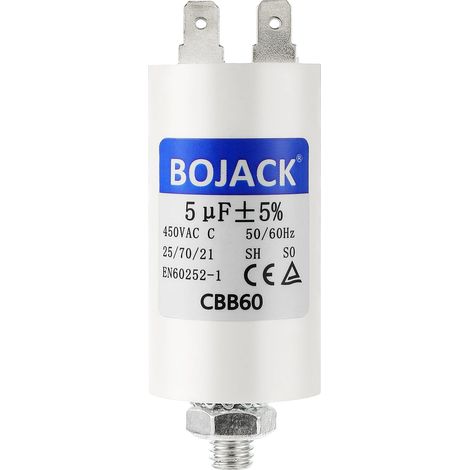 CBB60 5uF 450V Condensateur de Démarrage moteur de Moteur pour Pompe de Piscine 5µF 450 Volt 30x57MM Connecteur M8 50/60Hz (1/5)