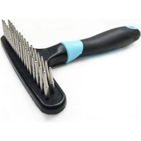 Brosse à sous-poil pour chiens et chats, poils emmêlés, courts et longs - Brosse anti-mue, double rangée de picots en acier inoxydable - Réduit la mue de 90 %