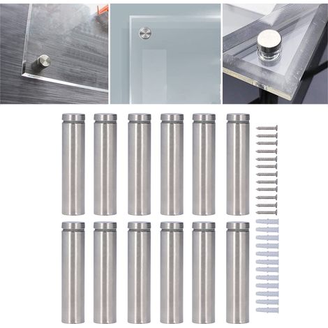 Ensemble de 12 vis de fixation en acier inoxydable, support mural 1980 mm, vis pour porte-panneau, kit de vis publicitaires pour le montage de cadres photo en acrylique et de quincaillerie en verre. (1/5)