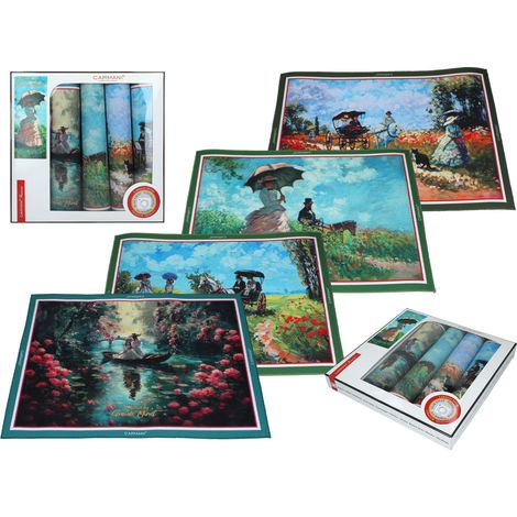 Manteles individuales de plástico Carmani, 4 unidades, 40x30 cm - Inspirados en Claude Monet (1/5)