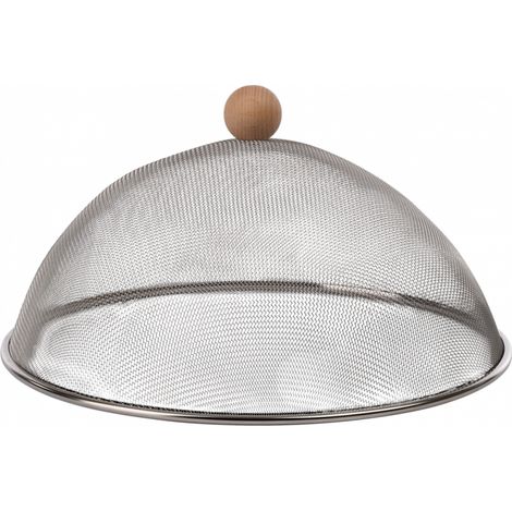 Cloche alimentaire avec poignée bois - D 30 x H 16,3 cm - Acier inoxydable - Livraison gratuite (1/2)