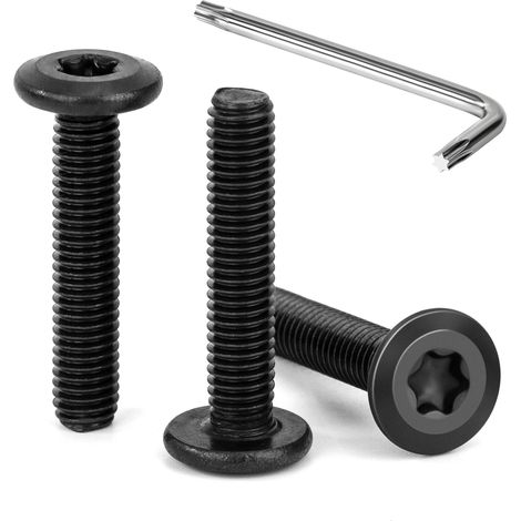 30 Pièces Vis à Tête Plate Torx Noir M5 x 25 mm Vis à Six Pans Creux en Acier Inoxydable A2 V2A Boulons de Meubles Hexagonale avec Clé T25 Filetage Complet (1/5)