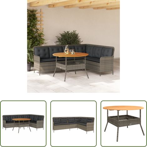 vidaXL PE-Rattan - 2-tlg. Garten-Sofagarnitur mit Auflagen Poly Rattan Grau (1/5)