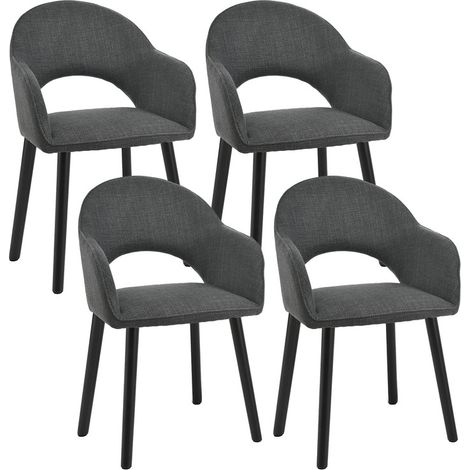 Modern dining chairs with crescent-shaped backrests and ergonomic armrests, combining style and comfort - Set of 4 - Leaden