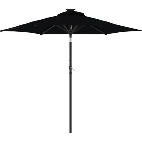 Parasol de jardin avec éclairage LED, mât en acier noir, 225 x 225 x 212 cm (1/5)
