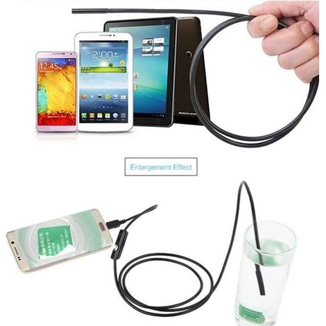 BOYOU Endoscope numerique 7mm lentille de la caméra de mise au point 2M étanche 6 LED endoscope Android mini-endoscope câble USB (1/4)