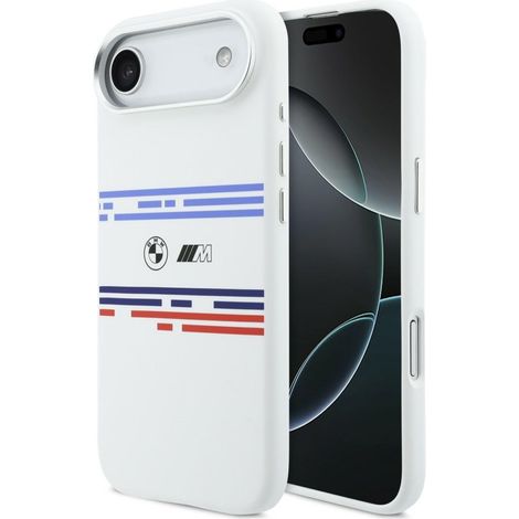 BMW M Silikonhülle mit horizontaler Linie und MagSafe-Funktion für iPhone Air, Weiß (1/5)