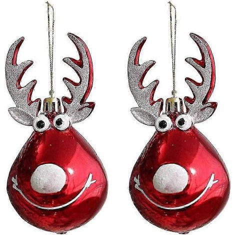 Boules de Noël décoratives, motif élan, à suspendre, accessoires de fête pour la décoration du sapin de Noël (1/5)