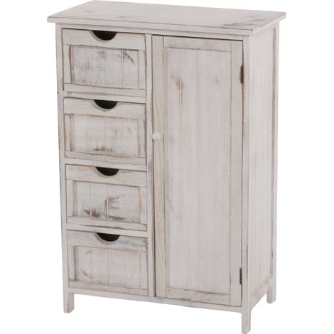 Commode / armoire, 82x55x30cm, shabby chic, vintage blanc (1/5)