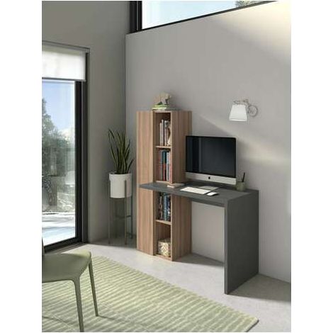 Mesa estudio Mod-Gandia acabado nogal/grafito, 52 x 133 x 149 cm (fondo x ancho x alto) (1/2)
