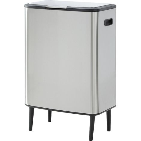 Pattumiera per la raccolta differenziata anti-graffio con piedini 60L + 5L Acciaio inox 2 scomparti - DRAVIK