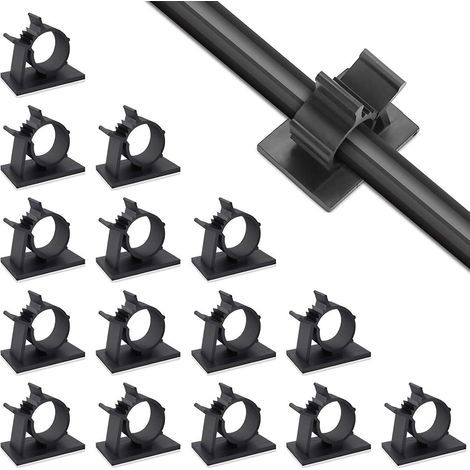 Lot de 60 clips de câble adhésifs noirs pour câbles jusqu'à 6 mm - Fixation autocollante facile sur toutes surfaces (1/5)