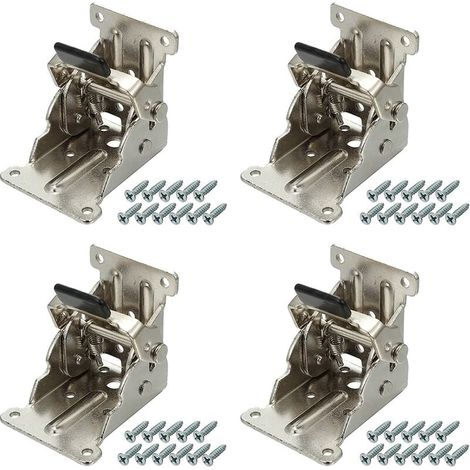 4 pièces argent brillant nickelé avec vis charnière pliante autobloquante à 90 degrés charnière en acier inoxydable HANBING (1/5)