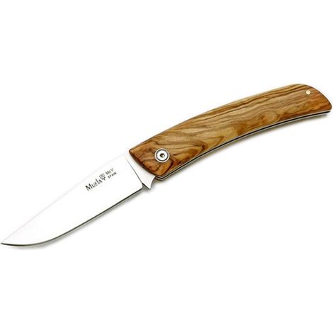 Navaja Muela NP NP-8.OL, cachas de madera de olivo, hoja de 8,5 cm de acero inoxidable MOVA, con cierre de pistón