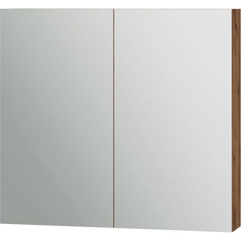Armario con espejo para baño Lotta, Roble, 79.7 x 73.2 cm con 2 puertas, Vicco (1/5)