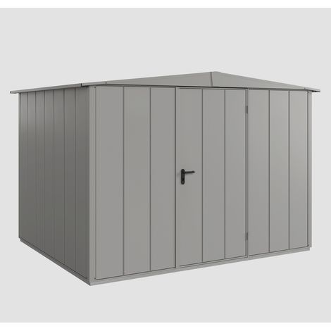 Hörmann Ecostar Metall-Gerätehaus Elegant mit Satteldach Typ 3, 324 x 248 cm, graualuminium, 7,2 m², 1-flüglige Tür